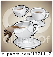 Background Of Coffee Cups Over Gradient Brown