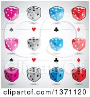 Poster, Art Print Of Playing Card Suit Symbols And Dice Over Gradient Gray