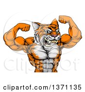 Poster, Art Print Of Vicious Tough Tiger Man Flexing His Big Muscles
