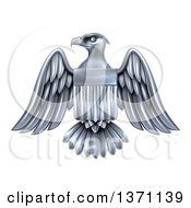 Poster, Art Print Of Silver American Flag Bald Eagle With A Shield