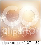 Clipart Of A Golden Snowflake And Star Wave Background Royalty Free Vector Illustration
