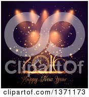 Clipart Of A Happy New Year 2016 Greeting With A Clock Stars And Lights Royalty Free Vector Illustration