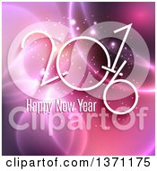 Clipart Of A Happy New Year 2016 Greeting Over Pink Flares Royalty Free Vector Illustration