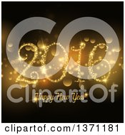 Clipart Of A Happy New Year 2016 Greeting In Gold With Flares On Black Royalty Free Vector Illustration