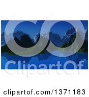 Clipart Of A 3d Still Mountainous Lake Landscape Background Royalty Free Illustration