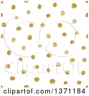 Poster, Art Print Of Golden Polka Dot On White Background