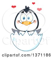 Poster, Art Print Of Happy Penguin Hatching With Love Hearts