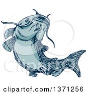 Poster, Art Print Of Sketched Blue Catfish