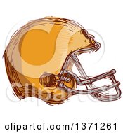Poster, Art Print Of Sketched Orange Football Helmet