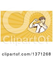 Poster, Art Print Of Retro Movie Director Framing A Shot With His Hands And Yellow Rays Background Or Business Card Design