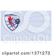 Clipart Of A Female Volleyball Player And Pastel Blue Rays Background Or Business Card Design Royalty Free Illustration