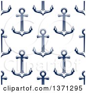 Poster, Art Print Of Nautical Seamless Background Pattern Of Navy Blue Anchors