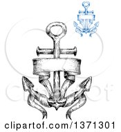 Clipart Of Blue And Black Sketched Anchors With Text Royalty Free Vector Illustration