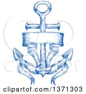 Clipart Of A Blue Sketched Anchor Royalty Free Vector Illustration