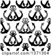 Poster, Art Print Of Seamless Background Pattern Of Black And White Anchors