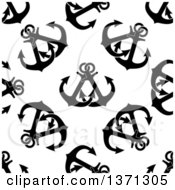 Poster, Art Print Of Seamless Background Pattern Of Black And White Anchors