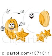 Clipart Of A Cartoon Face Hands And Carambola Starfruits Royalty Free Vector Illustration by Vector Tradition SM