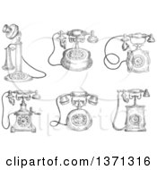 Poster, Art Print Of Sketched Grayscale Vintage Telephones