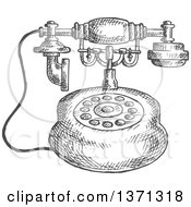 Poster, Art Print Of Sketched Grayscale Vintage Telephone