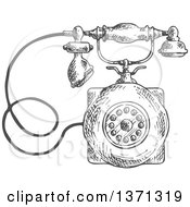 Poster, Art Print Of Sketched Grayscale Vintage Telephone