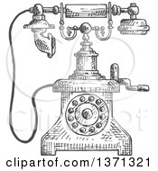 Poster, Art Print Of Sketched Grayscale Vintage Telephone