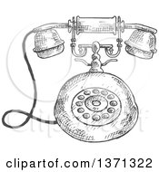 Poster, Art Print Of Sketched Grayscale Vintage Telephone