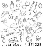 Black And White Sketched Veggies