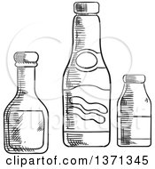 Poster, Art Print Of Black And White Sketched Ketchup Mustard And Sea Salt Bottles