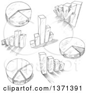 Poster, Art Print Of Black And White Sketched Charts And Graphs