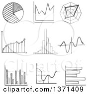 Poster, Art Print Of Black And White Sketched Pie Graph Bar Graphs Fluctuating Charts And Infographics