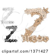 Clipart Of Floral Alphabet Letter Z Designs Royalty Free Vector Illustration