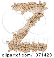Clipart Of A Tan Floral Alphabet Letter Z Royalty Free Vector Illustration