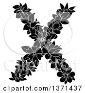 Poster, Art Print Of Black And White Floral Alphabet Letter X