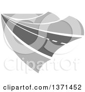 Clipart Of A Grayscale Highway Road Royalty Free Vector Illustration