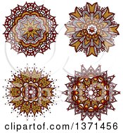 Clipart Of White Yellow And Red Kaleidoscope Flower Royalty Free Vector Illustration