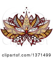 Poster, Art Print Of White Black Red And Yellow Henna Lotus Flower