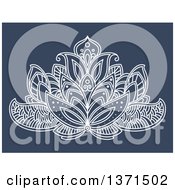 Poster, Art Print Of White Henna Lotus Flower On Blue