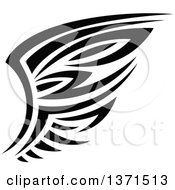 Clipart Of A Black And White Tribal Angel Or Bird Wing Royalty Free Vector Illustration