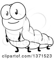 Clipart Of A Cartoon Black And White Caterpillar Royalty Free Vector Illustration