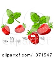 Clipart Of A Cartoon Face Hands And Strawberries Royalty Free Vector Illustration