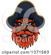 Poster, Art Print Of Cartoon Tough Black Male Pirate Captain With A Red Beard Wearing A Hat