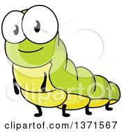 Poster, Art Print Of Cartoon Smiling Green Caterpillar