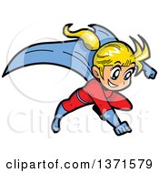 Poster, Art Print Of Flying Blond White Super Hero Girl