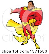 Poster, Art Print Of Buff Black Male Super Hero Holding Out A Hand