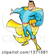 Poster, Art Print Of Buff White Male Super Hero Holding Out A Hand
