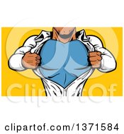 Poster, Art Print Of Black Male Super Hero Ripping Off His Shirt Over Yellow
