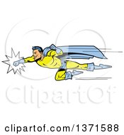 Poster, Art Print Of Male Super Hero Punching And Flying