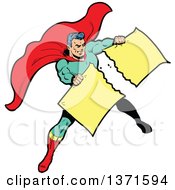Poster, Art Print Of Male Super Hero Tearing Apart A Sign
