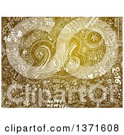 Clipart Of A Golden Happy New Year 2016 Doodle Background Royalty Free Illustration