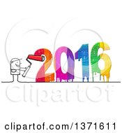 Poster, Art Print Of Stick Man Painting New Year 2016